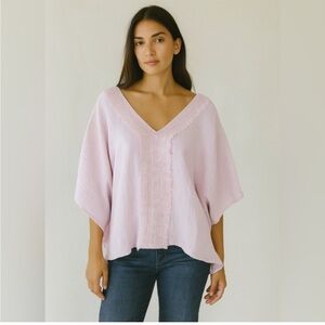 JM Collection‎ Lilac Sky Gauze Sleeveless Poncho Top Large NWT